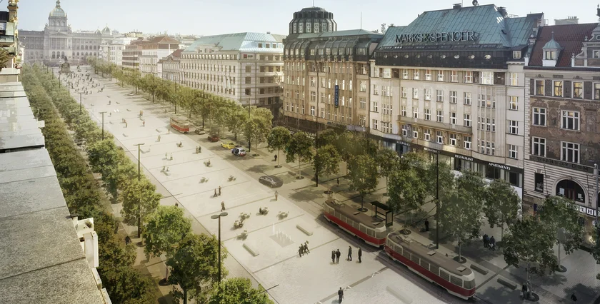 How the new Wenceslas Square will look like. (Photo: A visualization of the new Jiřího z Poděbrad square (Photo: Institute of Planning and Development))