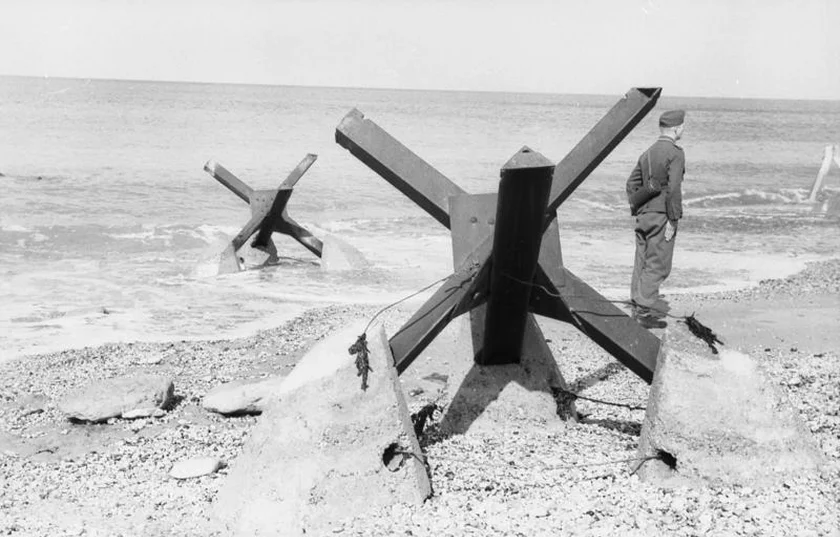 Czech hedgehogs deployed on the Atlantic Wall near Calais