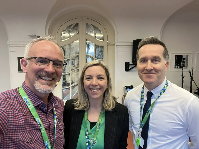 From l-r: Patrick Green, Erica Warne, deputy head of secondary, and Paul Churchill, head of secondary