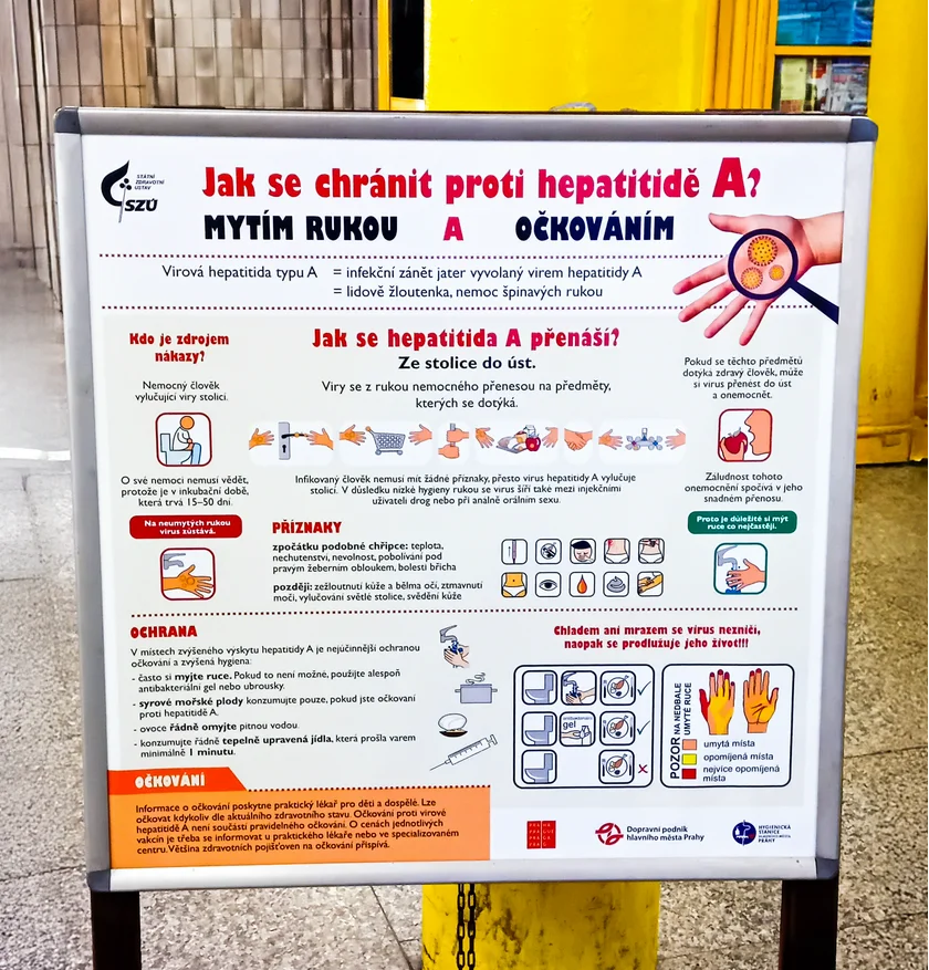 Hepatitis A sign in Florenc metro