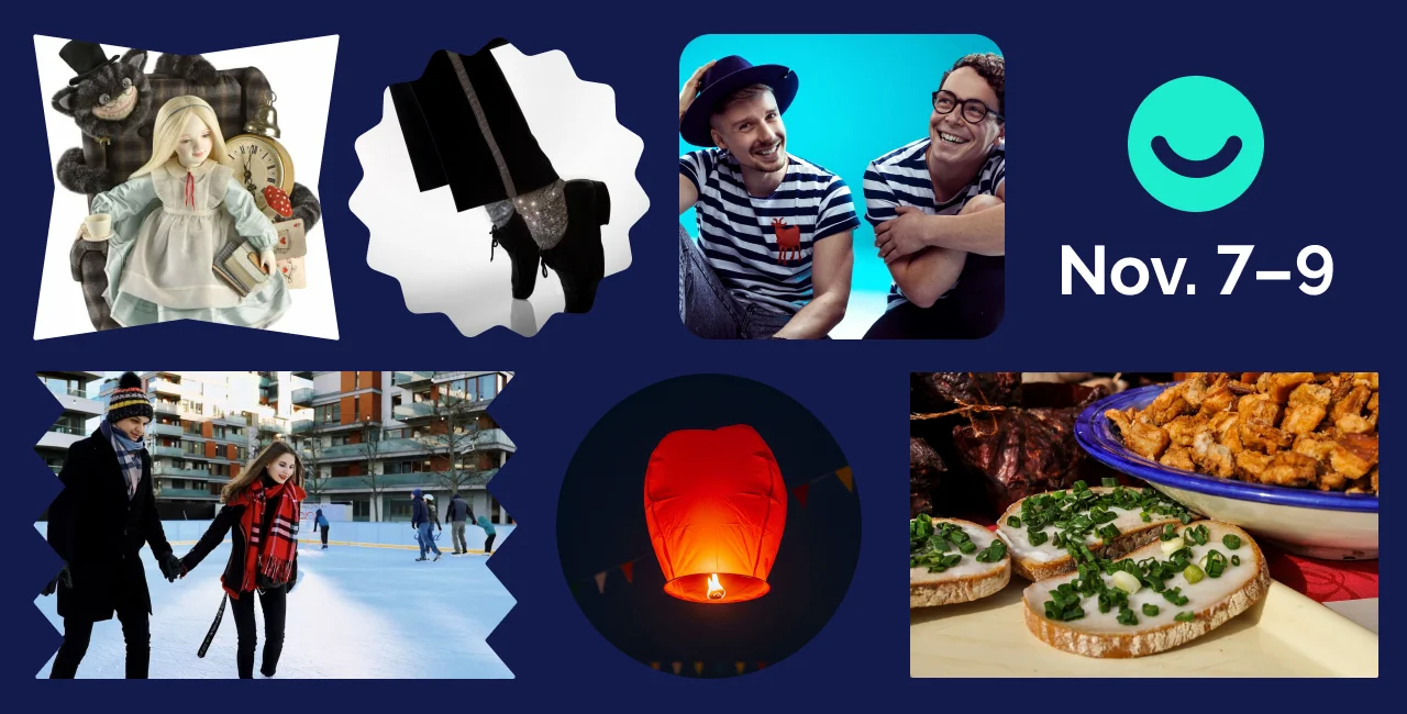 Collage Credits: Doll Prague, Karlín River Rink, Food Event, Balkan Bashavel, Shutterstock by
