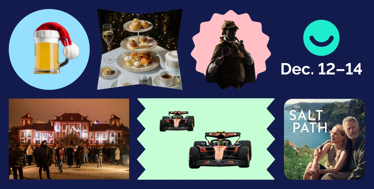 Collage Credits: Umění pro město, OpenTable, The Salt Path, Sazka