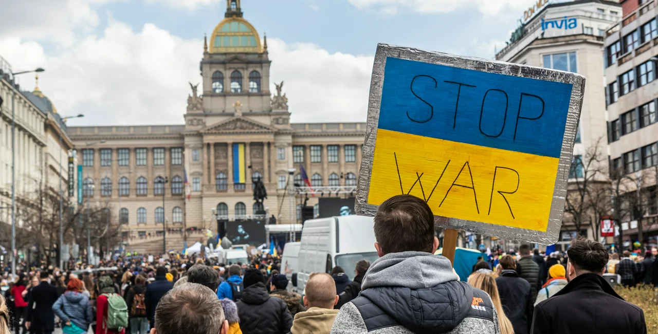 February 2022 protest in Prague. Photo: Shutterstock / Matyas Rehak