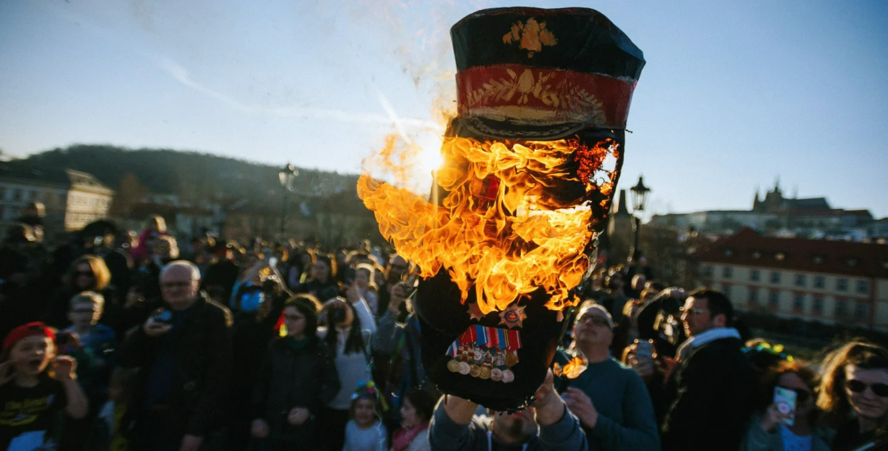 Ancient Czech winter ritual reimagined as political protest on Charles Bridge