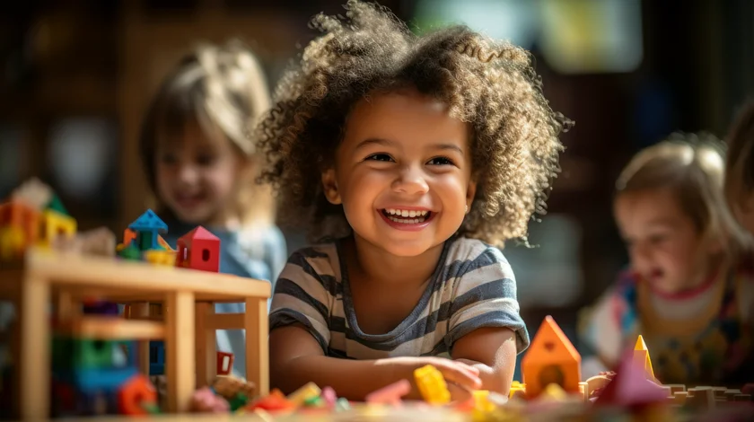 Smiling child in a classroom
