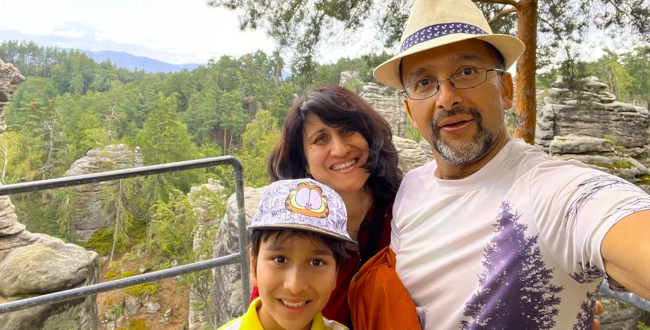 Author Sangita Shresthova and family