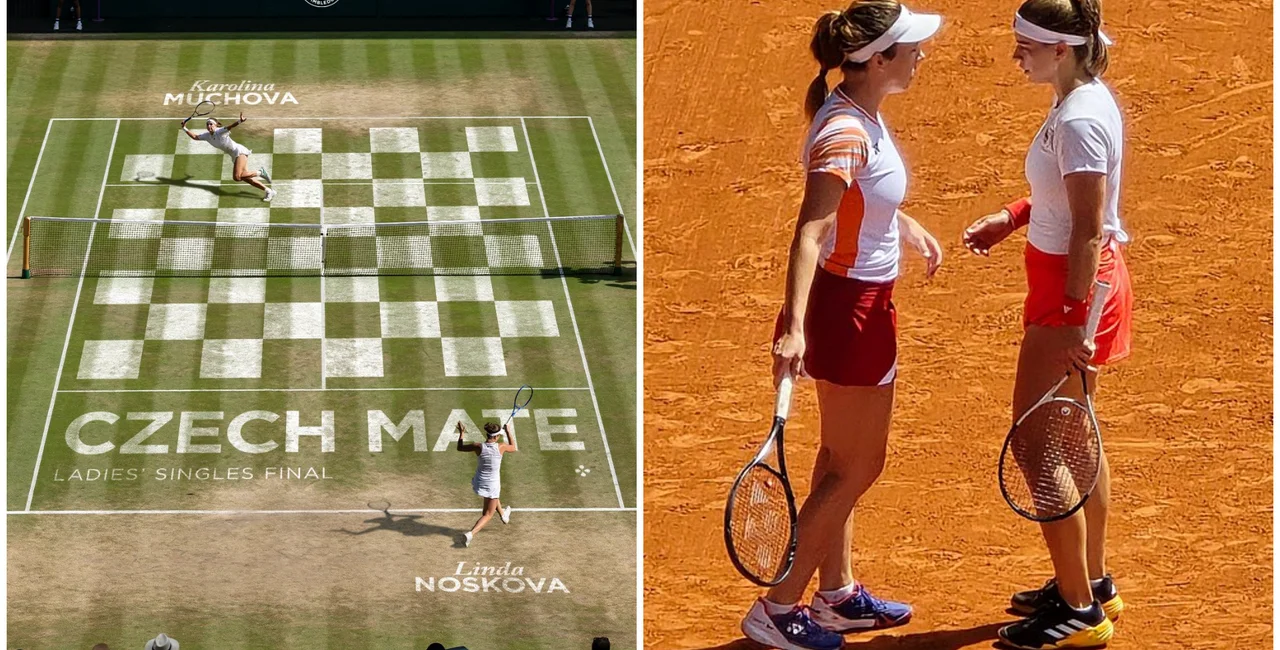 Karolína Muchová Linda Nosková 2024 Summer Olympics (Wikipedia commons). Graphic for upcoming match. (X.com/Wimbledon)