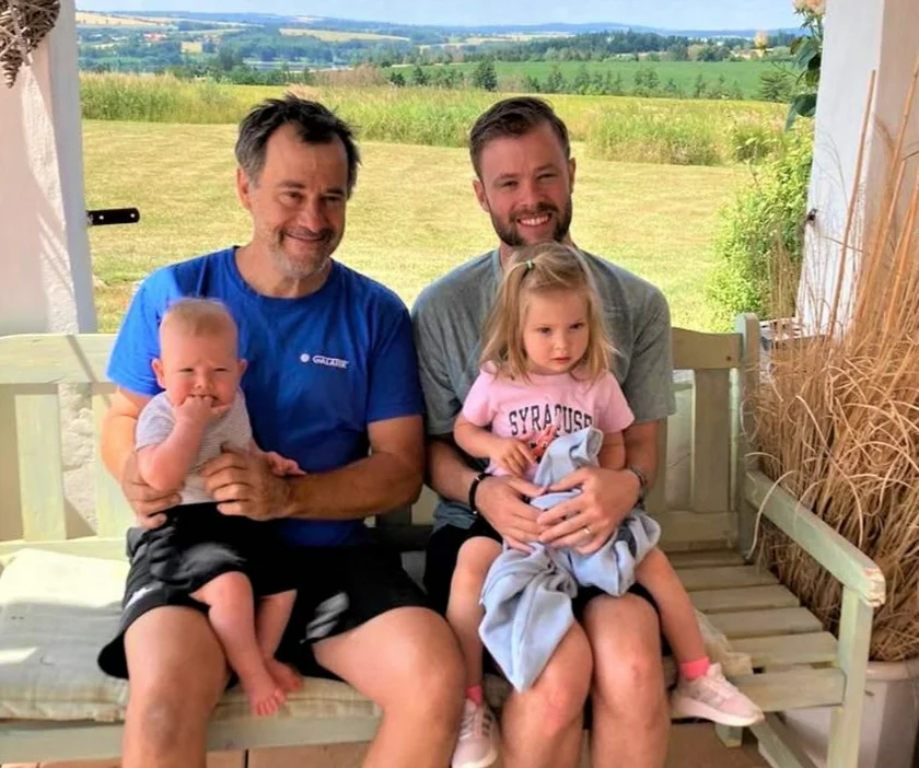 Jan with his father, Dr. Martin Jan Stránský and children Max and Mája.