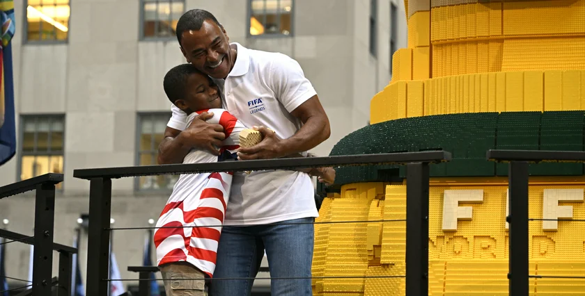 Cafu unveils Lego World Cup. Photo: The LEGO Group