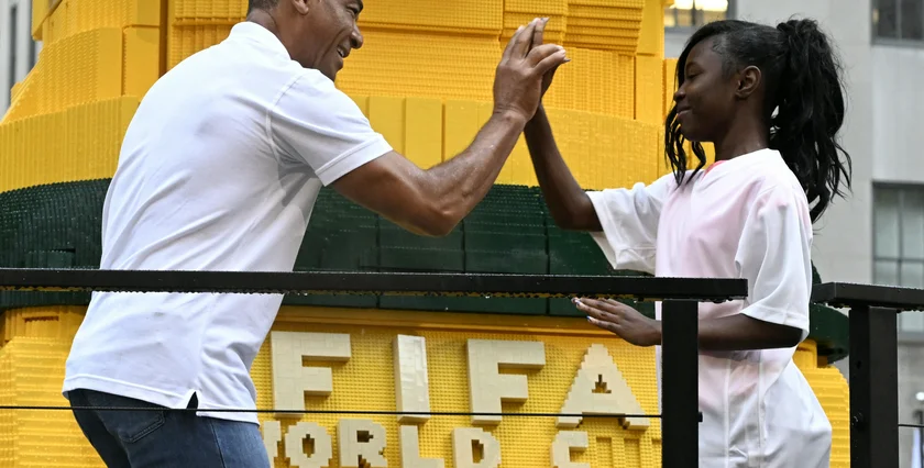 Cafu unveils Lego World Cup. Photo: The LEGO Group