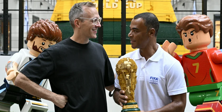 Cafu unveils Lego World Cup. Photo: The LEGO Group