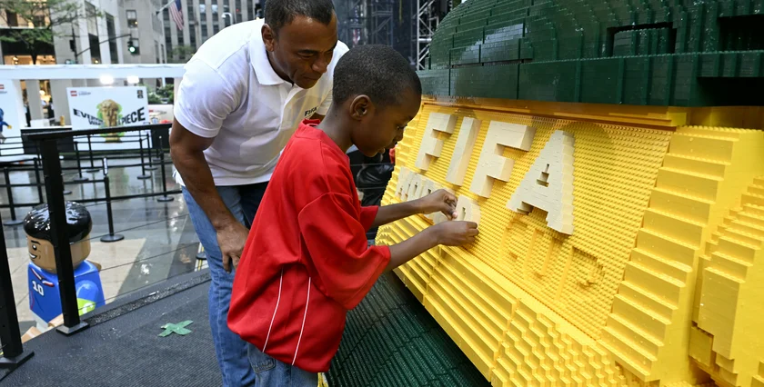 Cafu unveils Lego World Cup. Photo: The LEGO Group