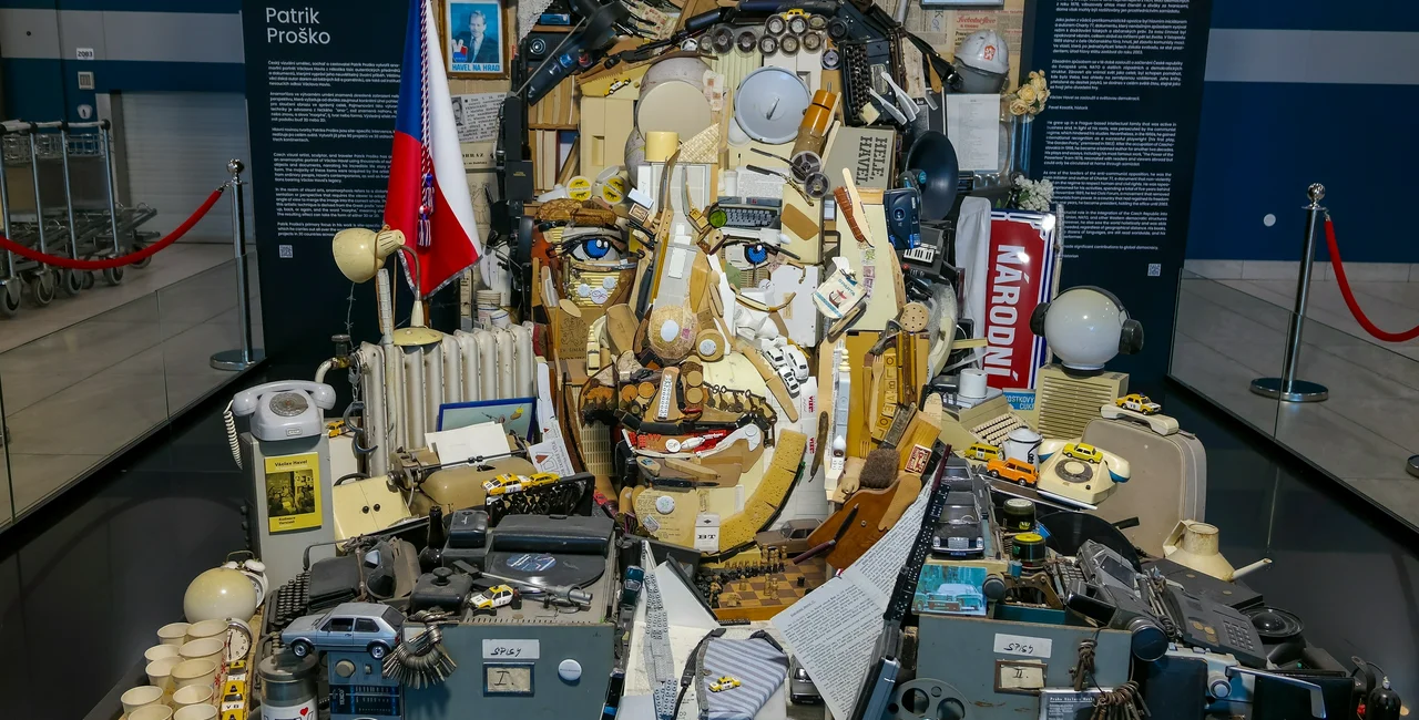 Havel exhibit at Prague Airport, November 2025. Photo: Skygonlib / Shutterstock.com