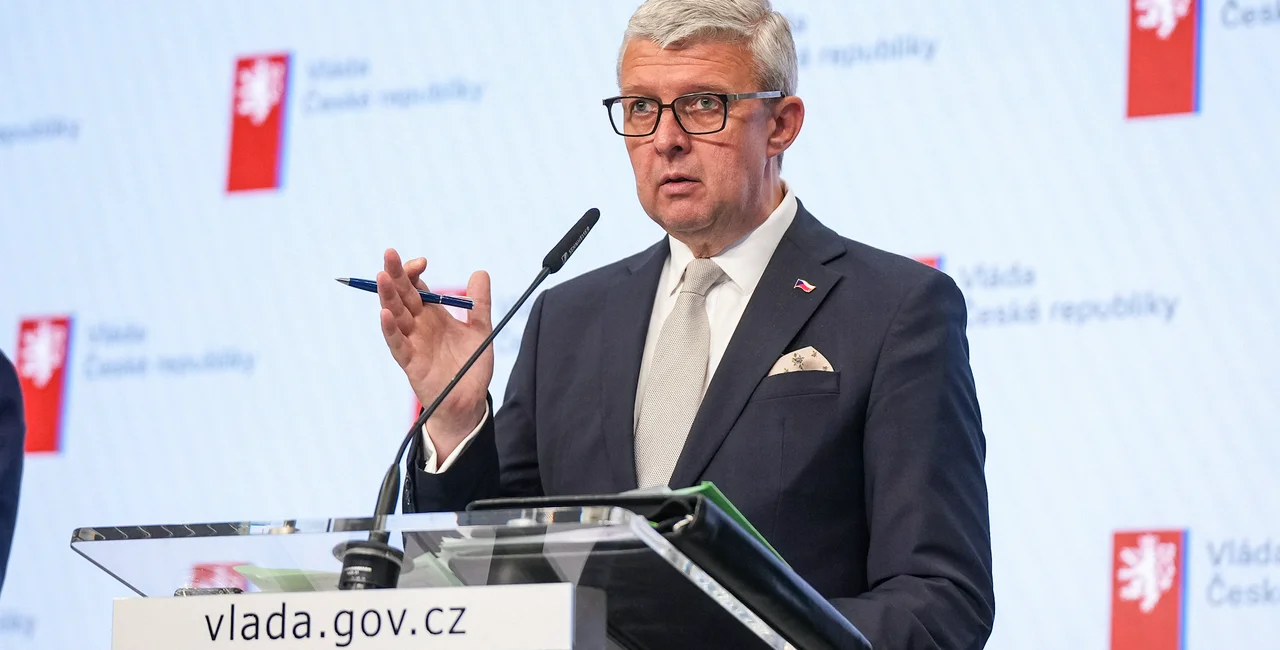 Karel Havlíček speaks at a press conference on Sept. 21, 2026. Photo: Vláda České republiky