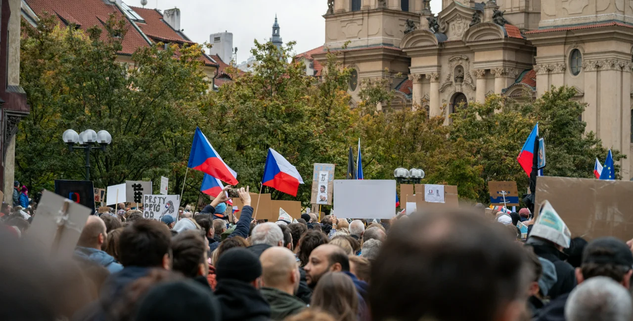 Prague protest on Oct. 25, 2026. Photo: Jan Hospodka / Shutterstock.com