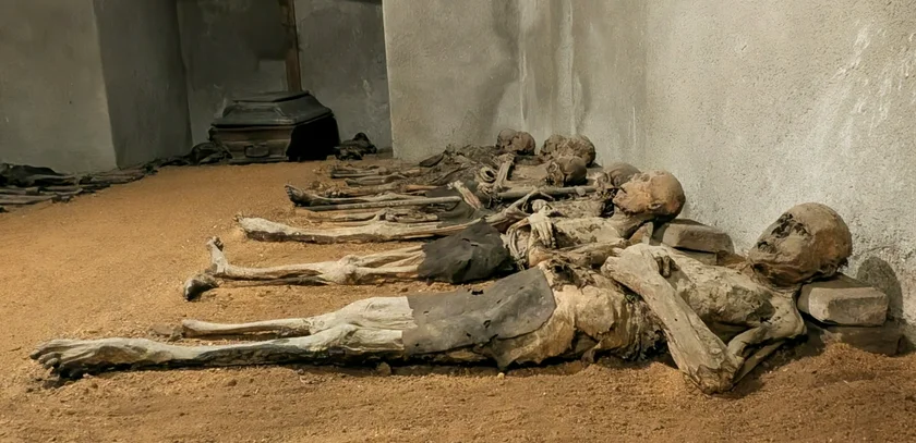 Mummified remains at the Church of the Discovery of the Holy Cross in Brno. Photo: Pat Moore / Shutterstock.com