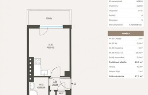 Apartment for sale, 1+KK - Studio, 27m<sup>2</sup>