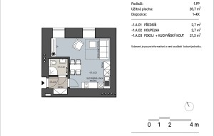 Apartment for rent, 1+KK - Studio, 27m<sup>2</sup>