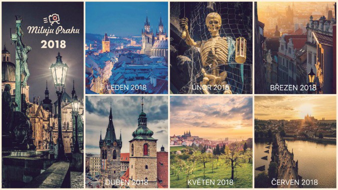 grid with pages from calender and pictures of prague