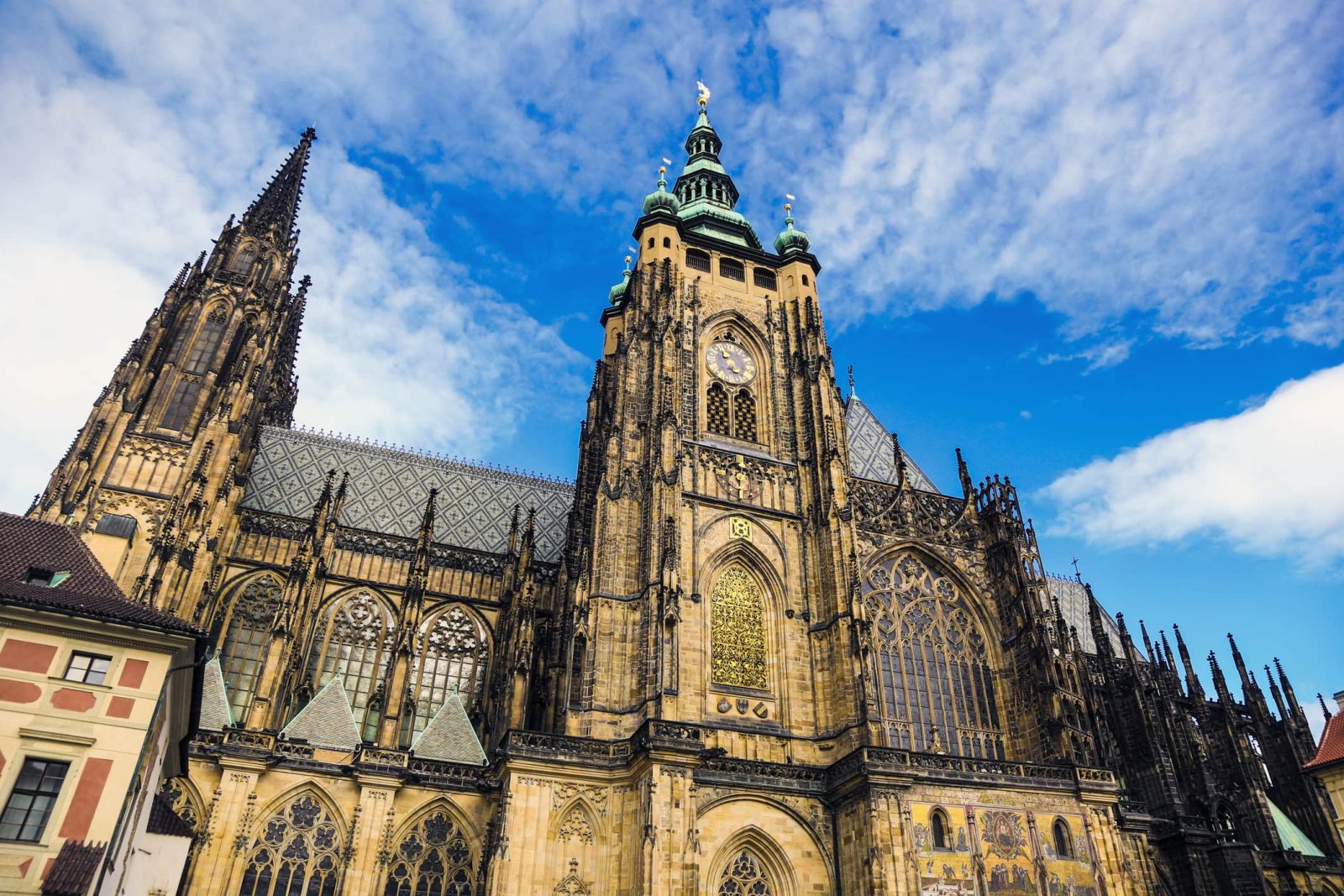 Wide angle shot of famous St. Vitus Cathedral (Prague, Czech Republic)