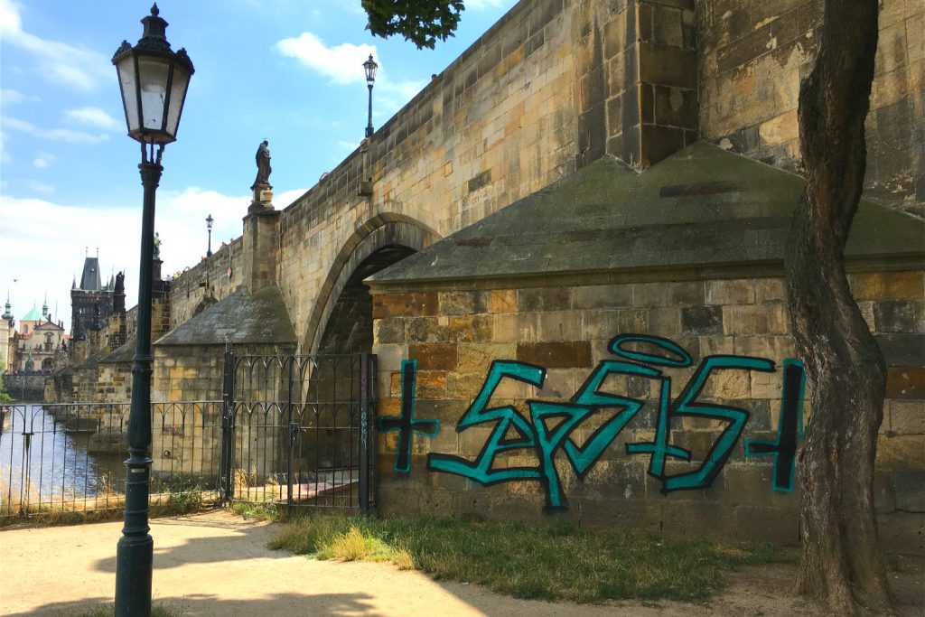 Graffiti on Prague's Charles Bridge via Lucas Němec