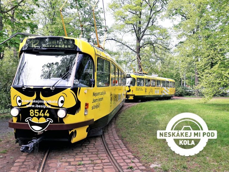 Prague safety campaign uses body outlines on tracks to warn of tram