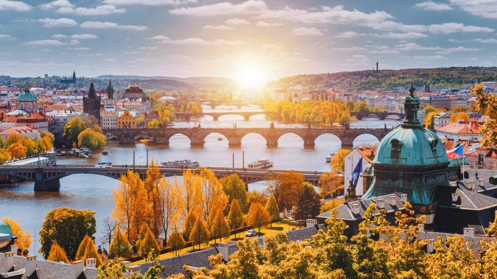 View of Prague's Old Town and Vltava river