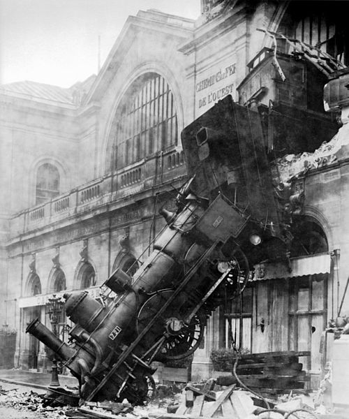 1895 train wreck at montparnasse via Wikimedia / Levy & fils